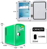 Sprite Mini Fridge 4L Portable Thermoelectric Cooler with Iconic Sprite Logo Dual Power 110V AC/12V DC for Home Office