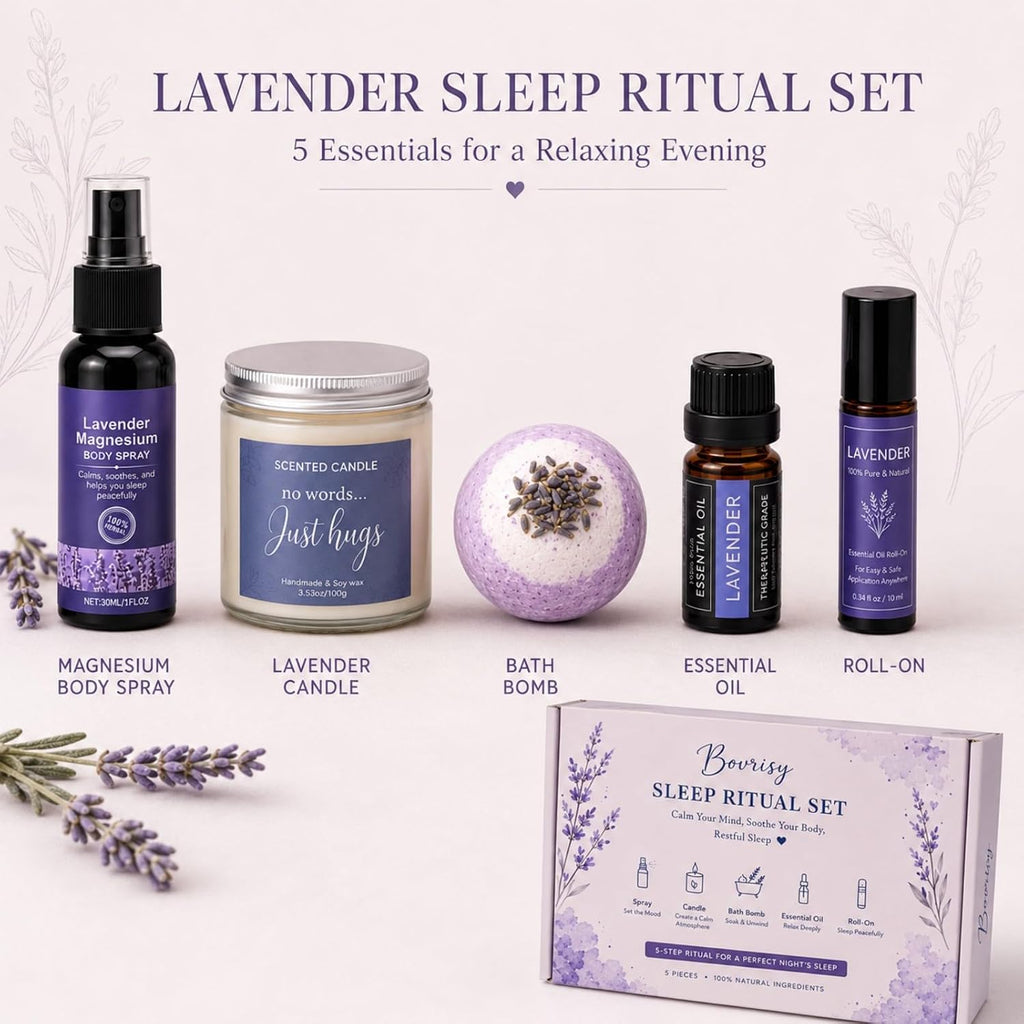 Lavender Self Care Gift Set for Women Relaxing Sleep Ritual Spa Kit