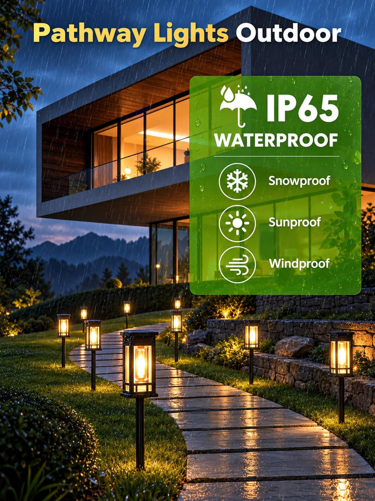 10 Pack Solar Pathway Lights Outdoor Waterproof, Garden Lights