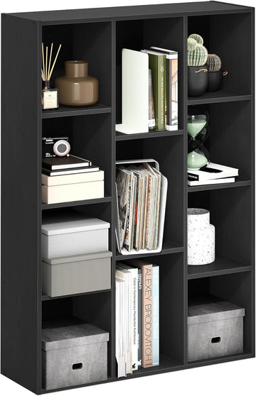 LUDER Book Shelf, 11-Cube Bookshelf, Reversible Bookcase, 9.4 x 29.1 x 41.7, Easy Assembly, Blackwood