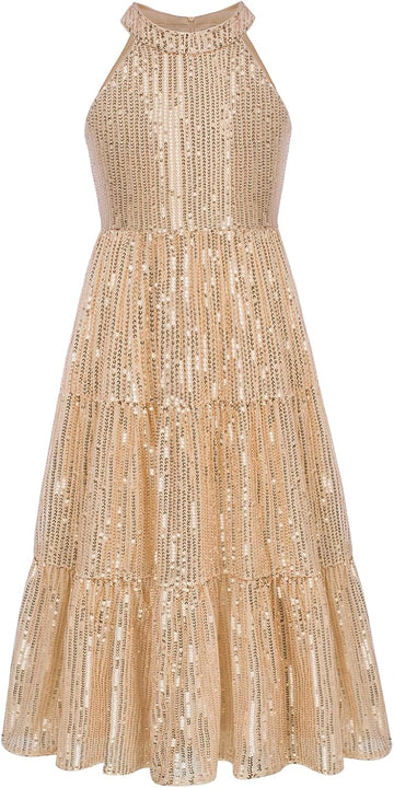 Girls Sequin Dress Formal Party Elegant Fancy Girls Maxi Long Dress