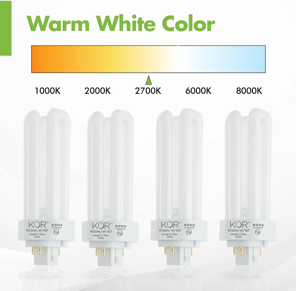 26W Triple Tube Compact Fluorescent Bulb, 2700K Warm White, 4 Pack
