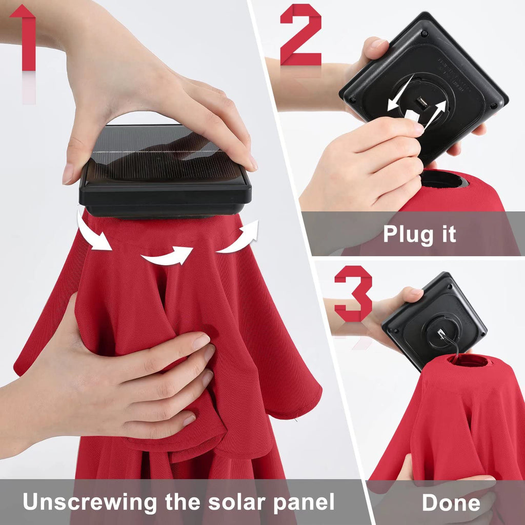 Solar Led Patio Umbrella with 32 Lights 9FT(Red)