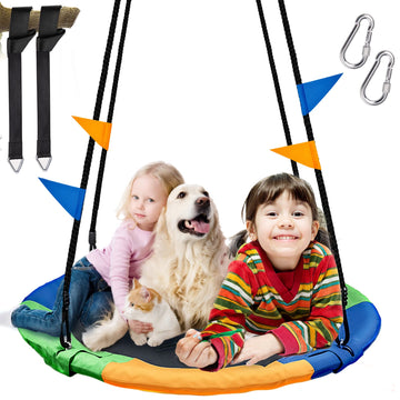40 Inch Saucer Swing Tree Swing 680Lb Weight Capacity - 2 Added Hanging Straps Outdoor Swing Disc Swing for Kids Disc