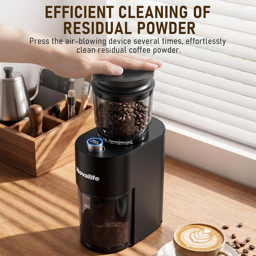 Coffee Grinder, Electric Coffee Bean Grinder with Anti-Static Design, 38 Settings Burr Grinder, 60S Timer, Espresso