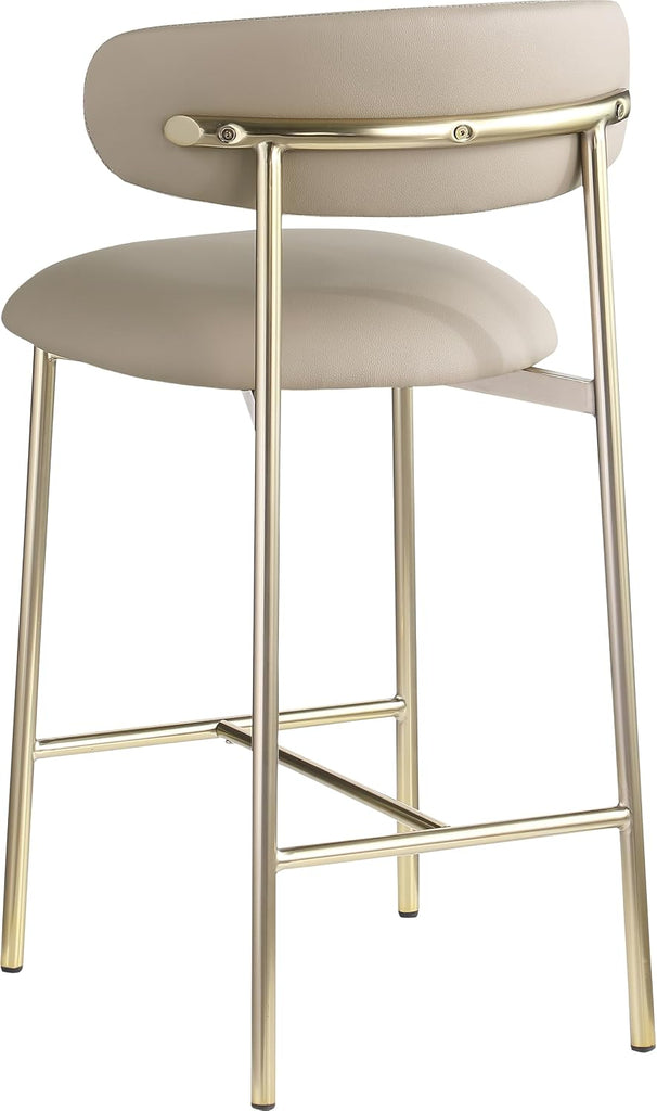 995Taupe-C Lupita Collection Modern | Contemporary Counter Stool with Soft Taupe Vegan Leather, Brushed Gold Metal