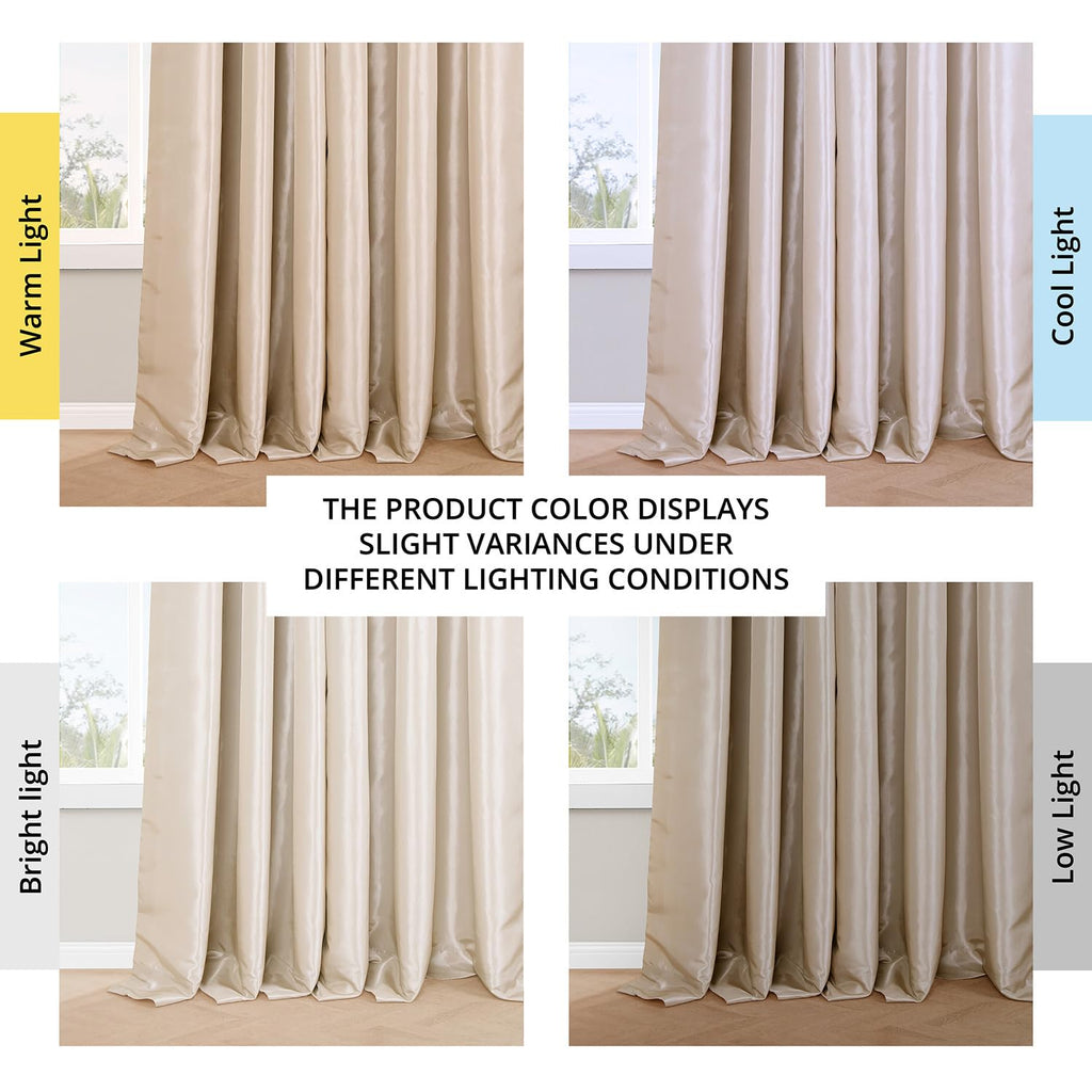 Faux Silk Taffeta Blackout Curtains 84 Inches Long (1 Panel), 25W x 84L Pleated Curtains Home Decor, Antique Beige