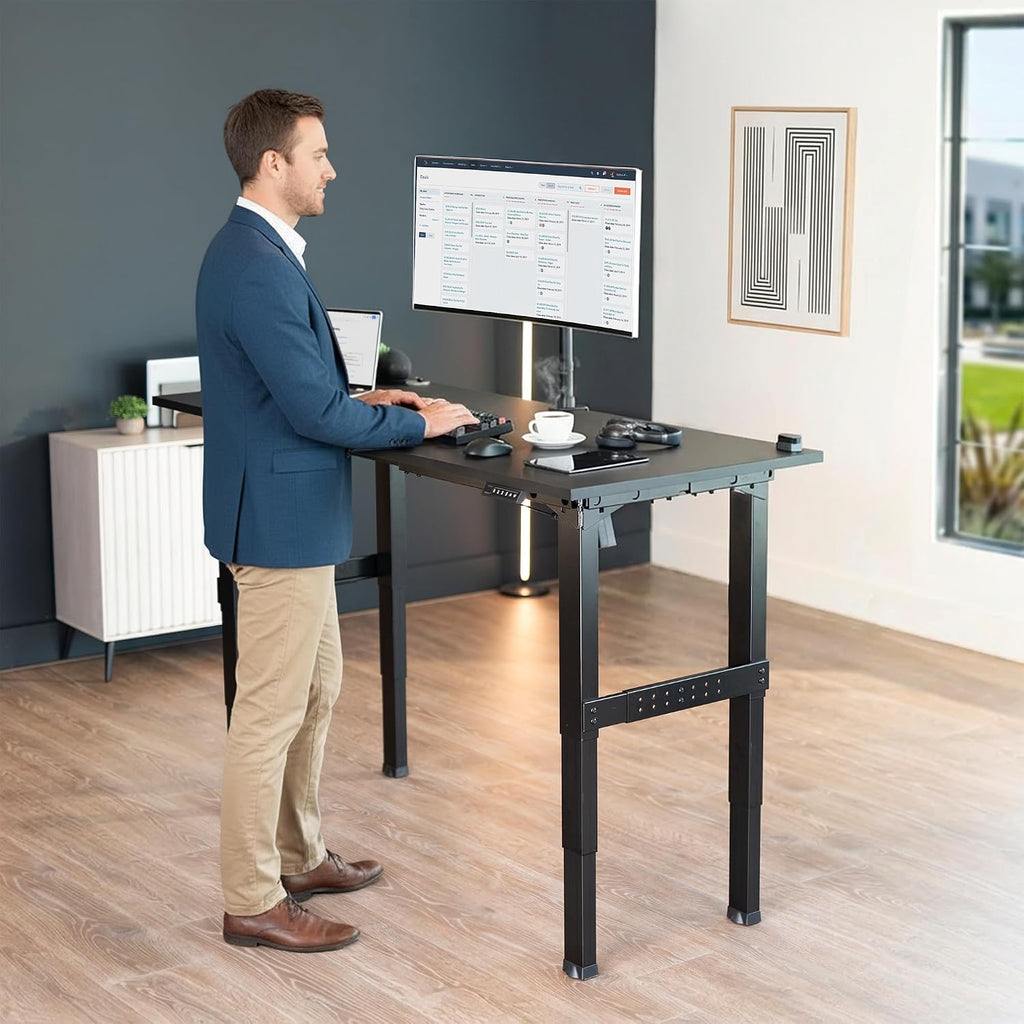 Premium Electric 4-Leg Dual Motor Standing Desk Frame for Table Tops up to 107 x 53 inches and 330 lbs, Memory