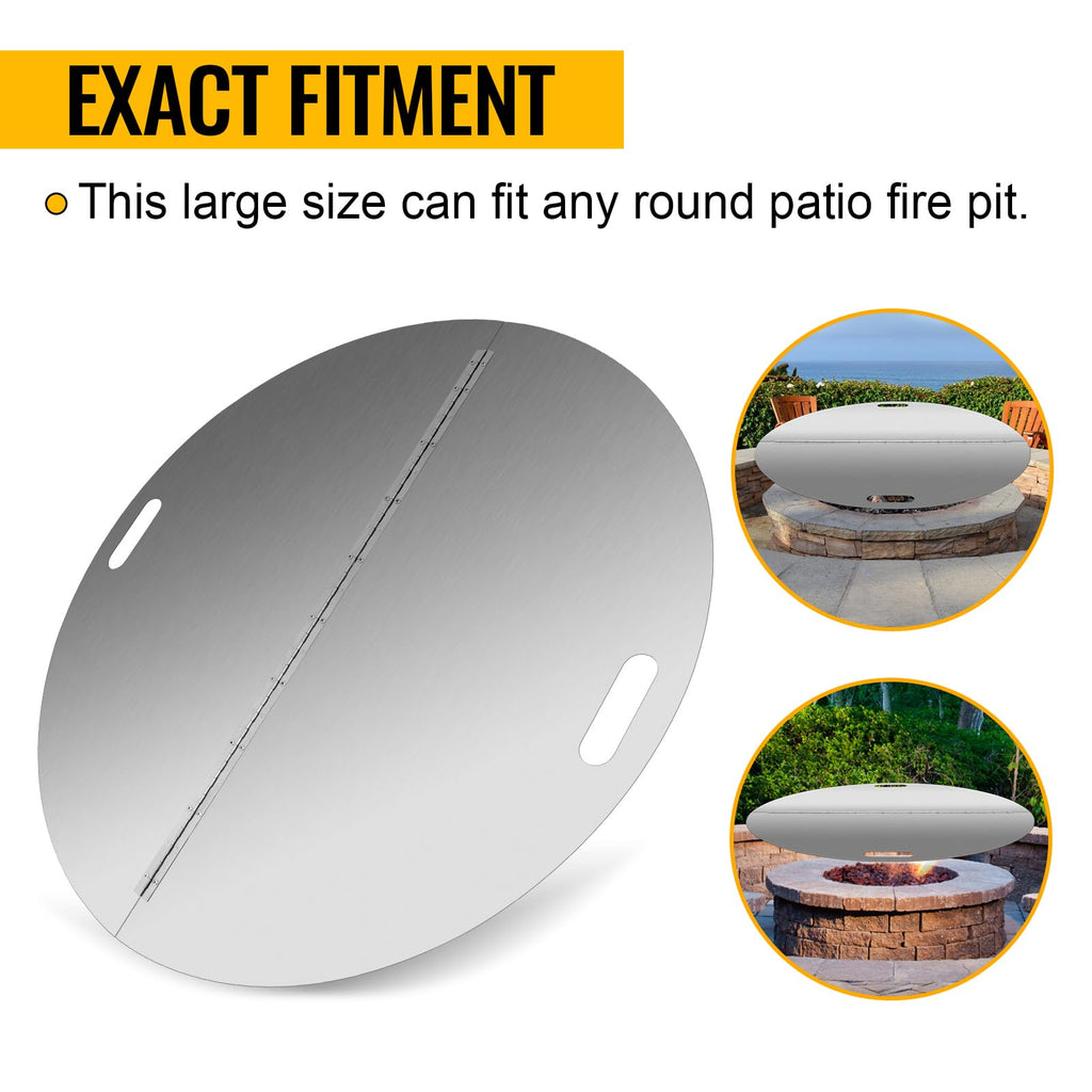 Round Fire Pit Lid, 40 Inch Stainless Steel Fire Pit Ring Lid 1.5mm Thick Fire Pit Burner Cover for Any Round Patio