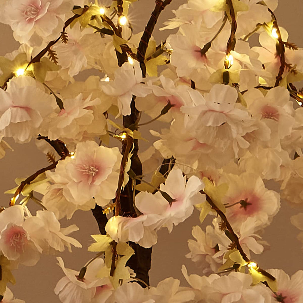 Pink Cherry Blossom Tree with Lights 4FT 180 LED Fairy Lights, Lighted Artificial Flower Spirit Tree for Spring