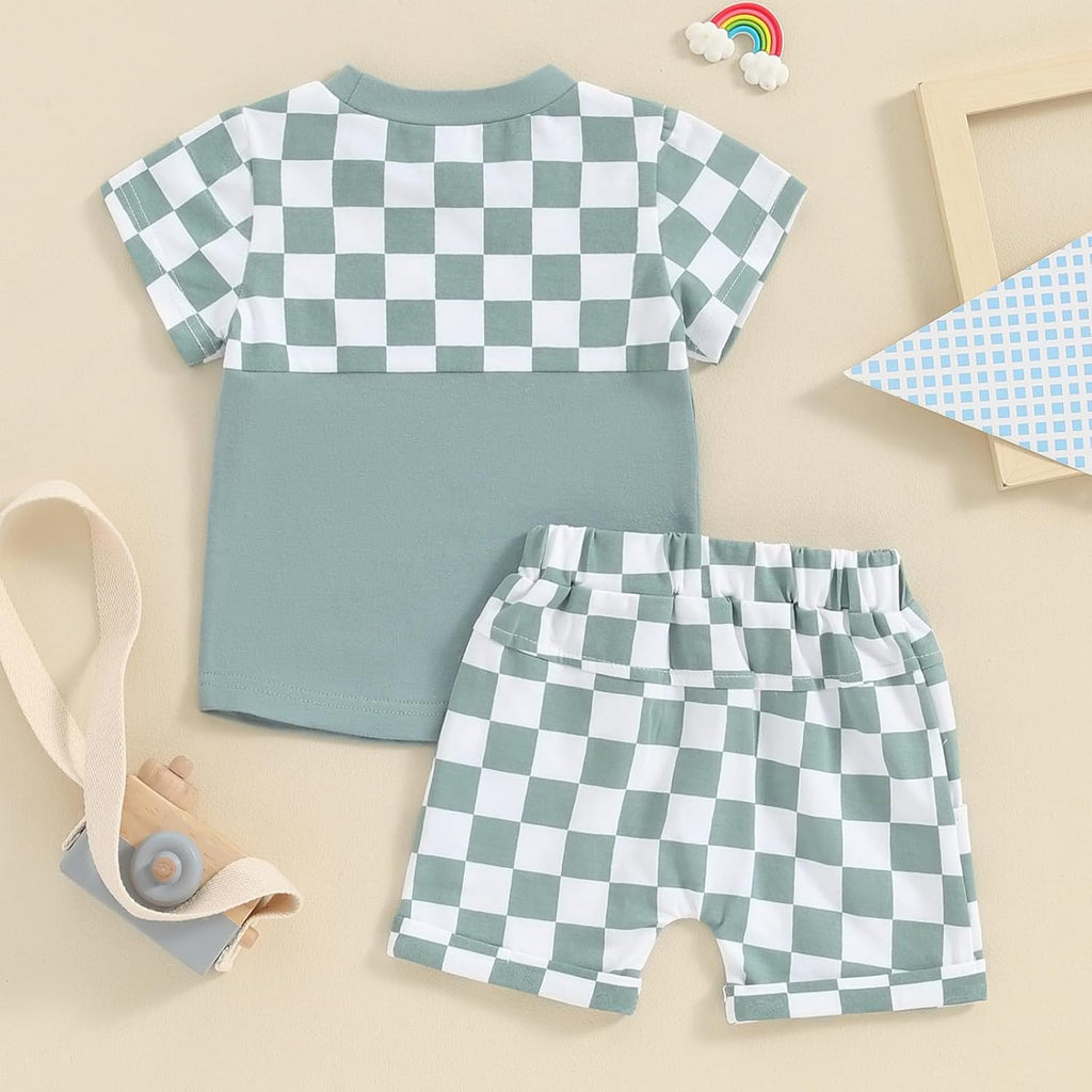 Infant Baby Boy Summer Clothes Contrast Color Short Sleeve T Shirts Stretch Rolled Shorts Cute Newborn Toddler Outfits