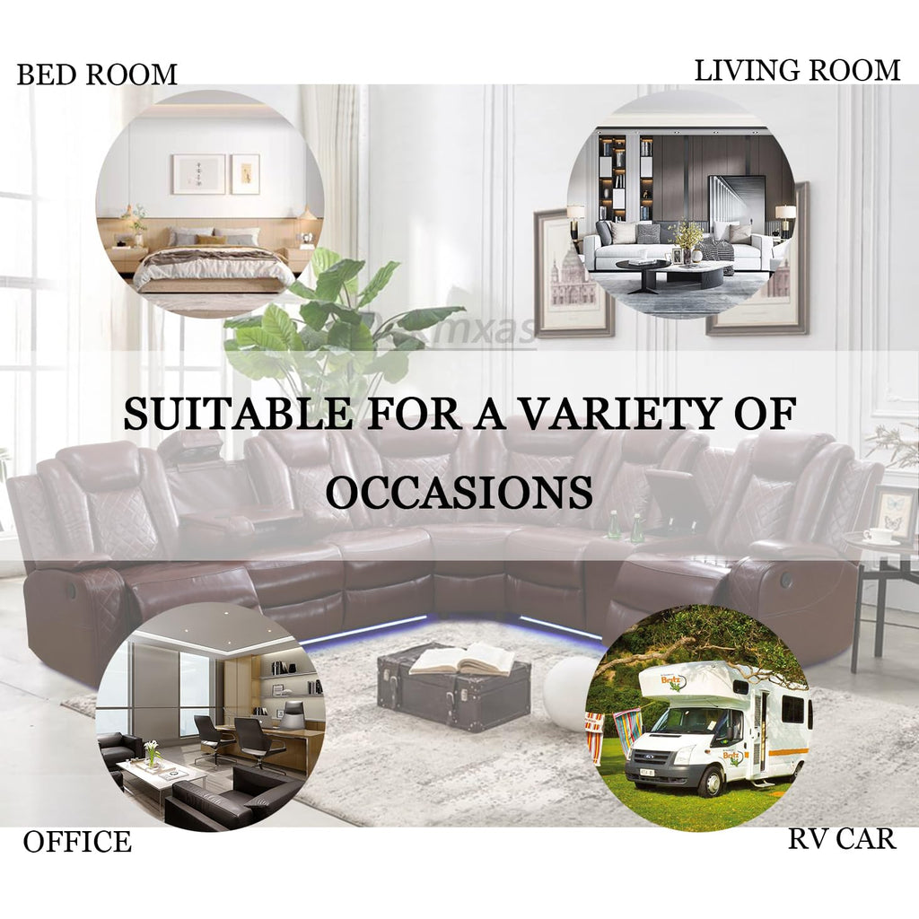 Power Reclining Sectional Sofa Set, Living Room Set Brown Sectional Leather Sofa Living Room Furniture Sets with 2