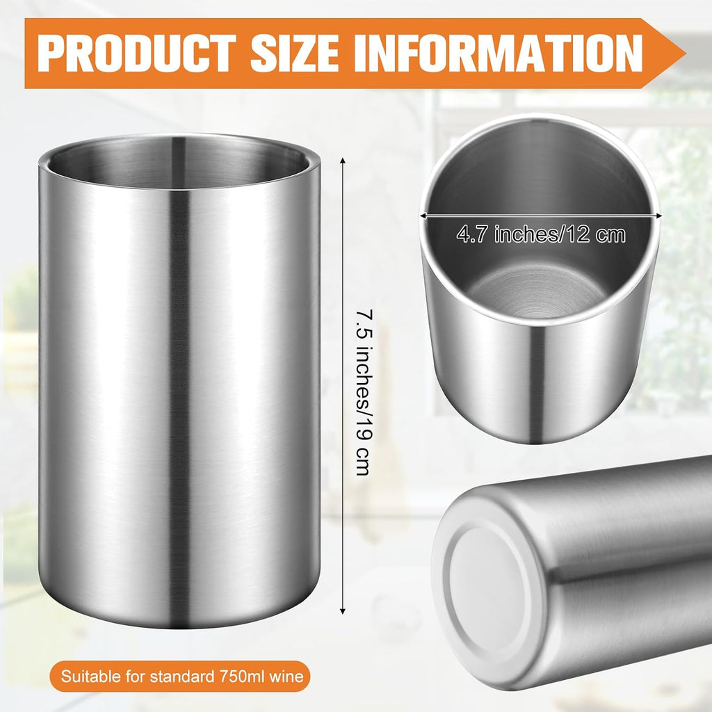 Wine Chiller Bucket Stainless Steel Wine Chiller Bottles for 750 ml Insulated Double Layer Bucket Cooler for Parties