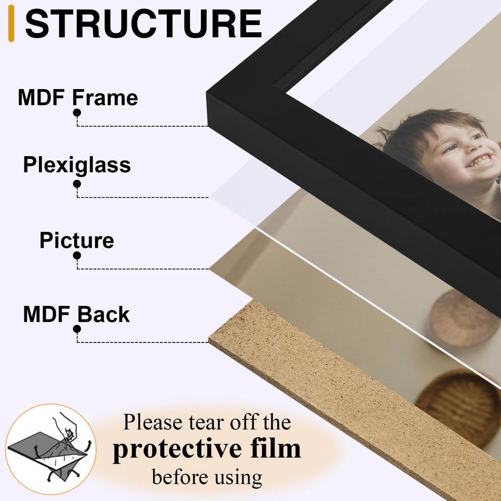 Black Triple 6x4 Picture Frame Horizontal