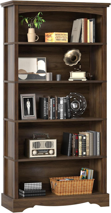 5-Tier Wooden Bookshelf, 31.5" W x 65" H ×9.9" D Bookshelf with Storage