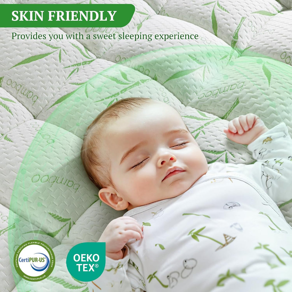Mattress Topper - 1500GSM 3D+7D Down Alternative Fill 3 in Pillow Top Mattress Pad, Viscose Made from Bamboo Cover