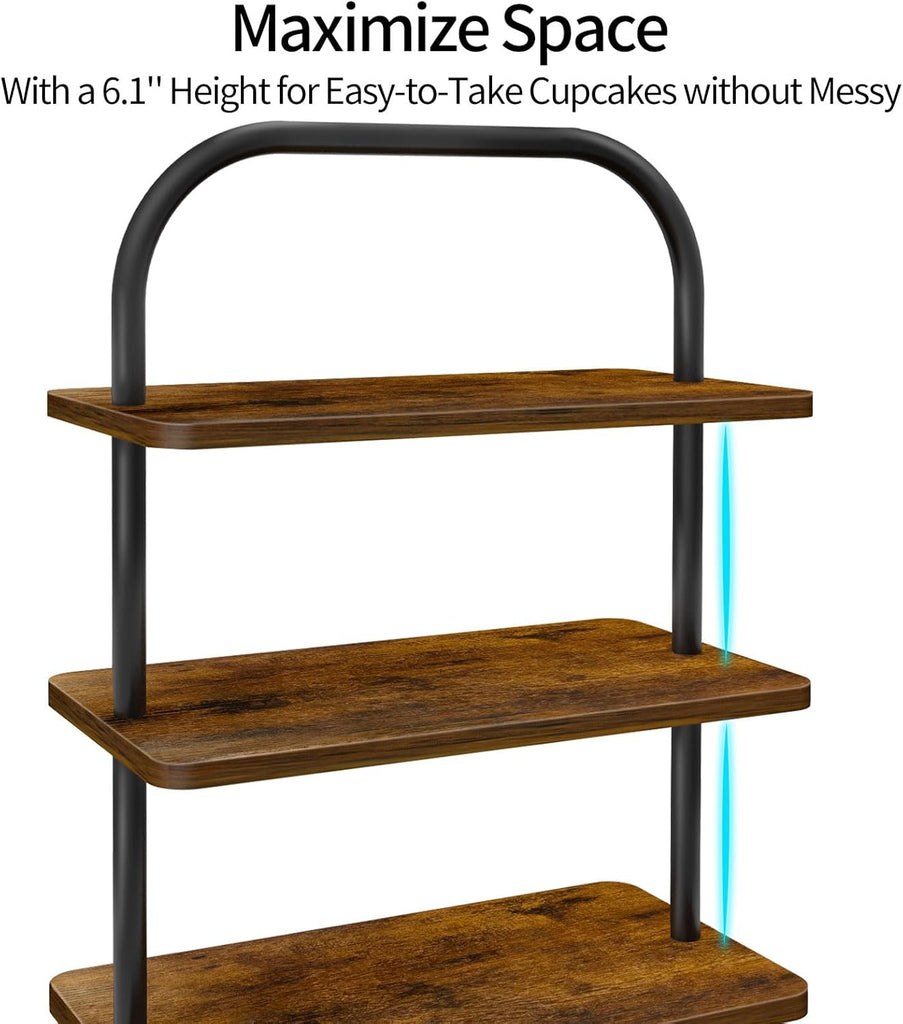 Cupcake Stand, 3 Tier Wood Cupcake Stand for 50 Cupcakes Large Dessert Stand Cupcake Display Stand Cupcake Tower