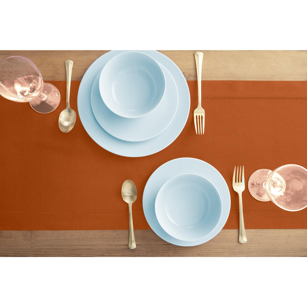 Cotton Linen Table Runner Cinnamon Woven, 14 x 108 in