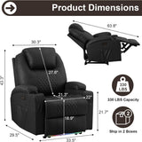 Power Recliner Chair with Vibration Massage & Heat for Adults