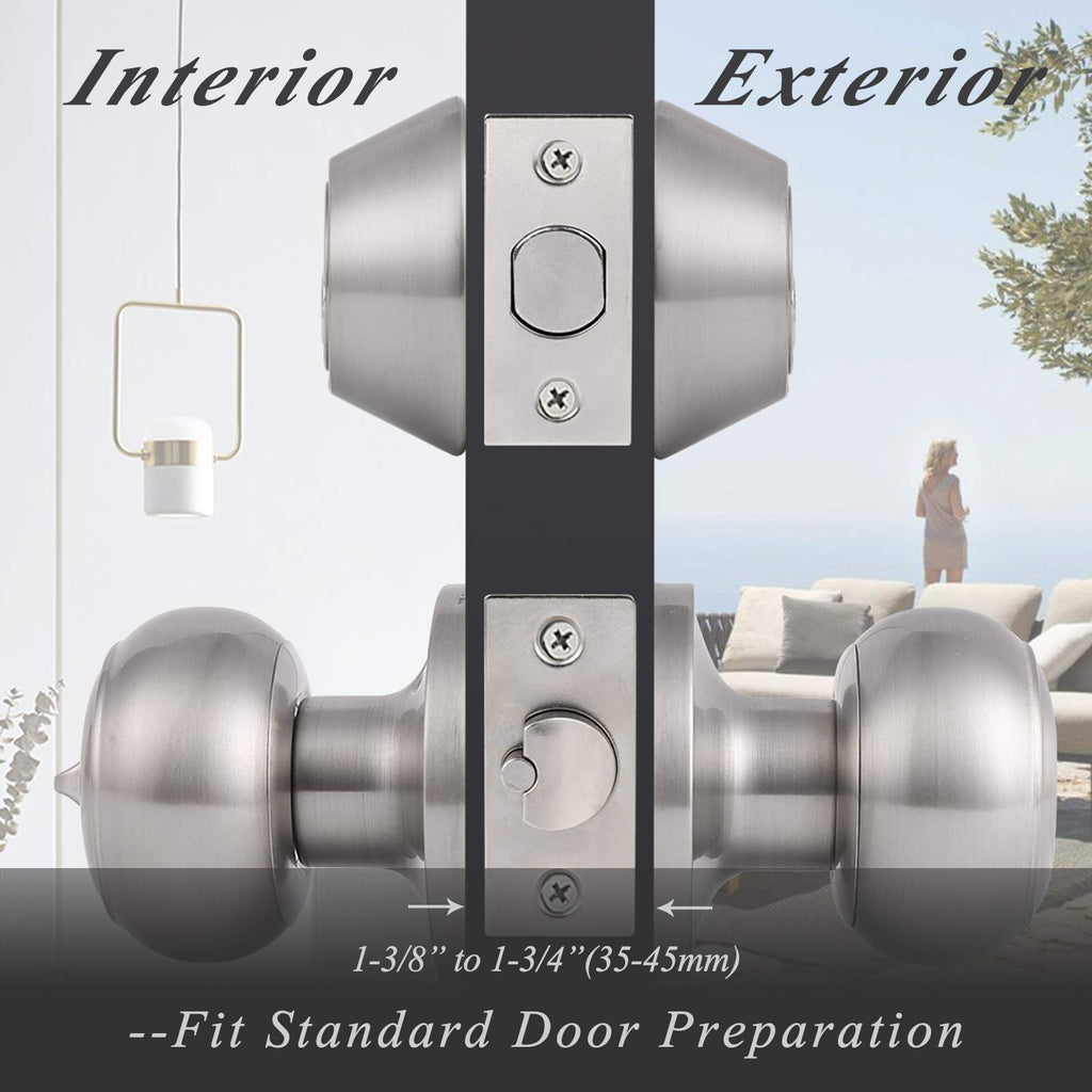 Front Door Entry Handles Lockset and Double Cylinder Deadbolt Combination Set, Satin Nickel (2 Pack) Keyed Alike