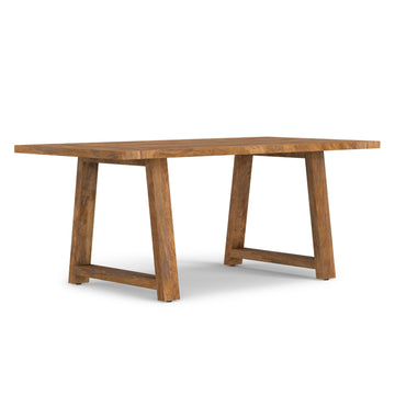 Whitley 72" Wide Solid Mango Wood Dining Table in Burnt Wax