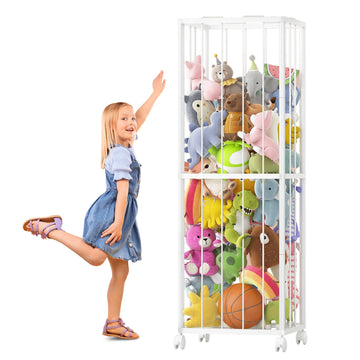 Stuffed Animal Storage Zoo Metal Toy Organizer 61x17x12.6in with Wheels