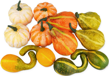 12Pcs Lifelike Simulation Realistic Mixture of Artificial Pumpkins Fake Vegetable Fruit Decoration