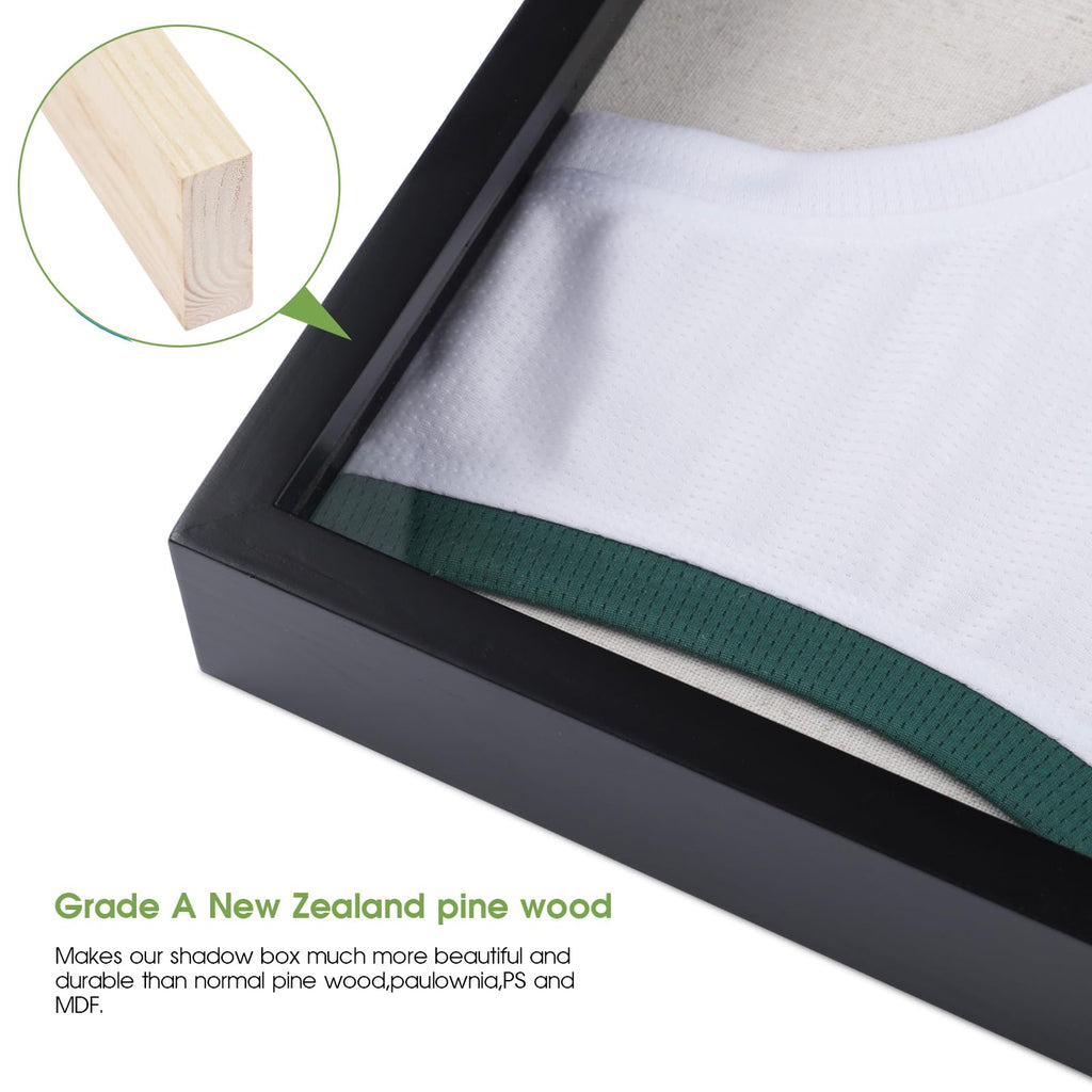 Shadow Box Frame 20x30 Jersey Display Case, Pine Wood Acrylic Black
