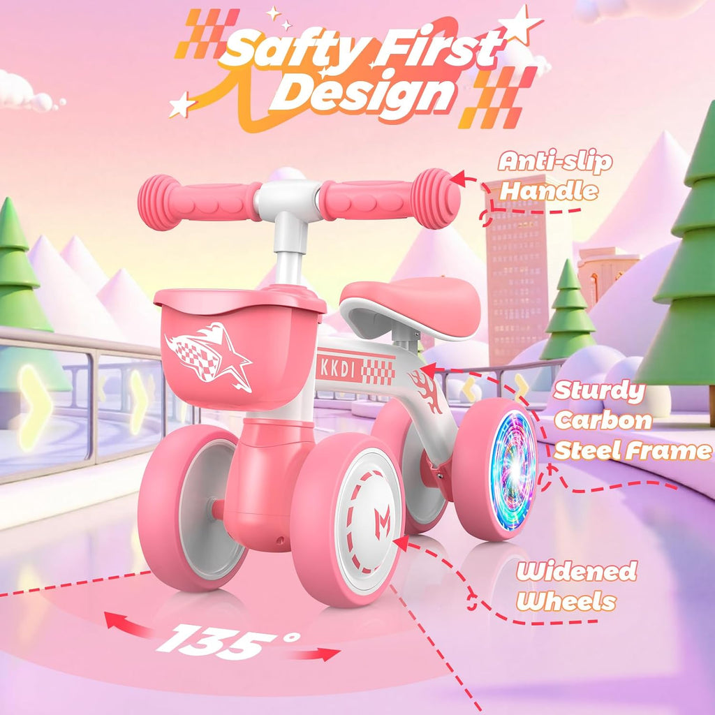 Baby Balance Bike Ride on Toys for 1 2 Year Old, Pink Toddler Bike, First Birthday Gifts for 1 2 Year Old Girls, Baby