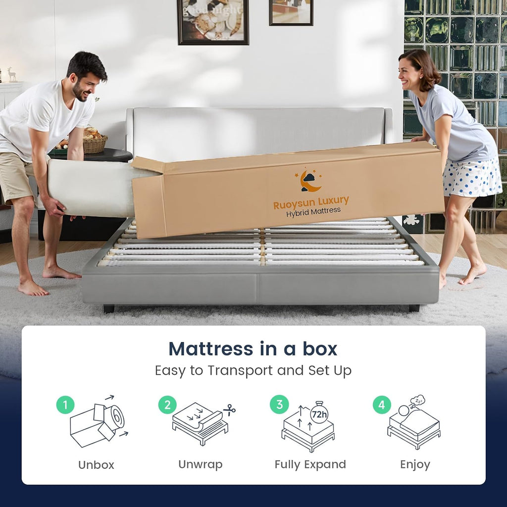 California King Mattress 12 Inch, Firm Hybrid Mattress in a Box | Hotel Level Comfort, 7-Zone Pocket Springs, Cooling
