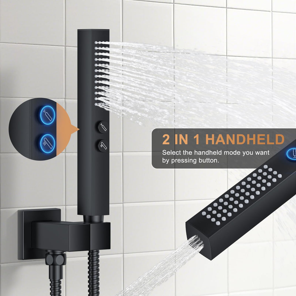 Rain Shower System 12"&6" Shower Heads Ceiling Shower Faucet Set