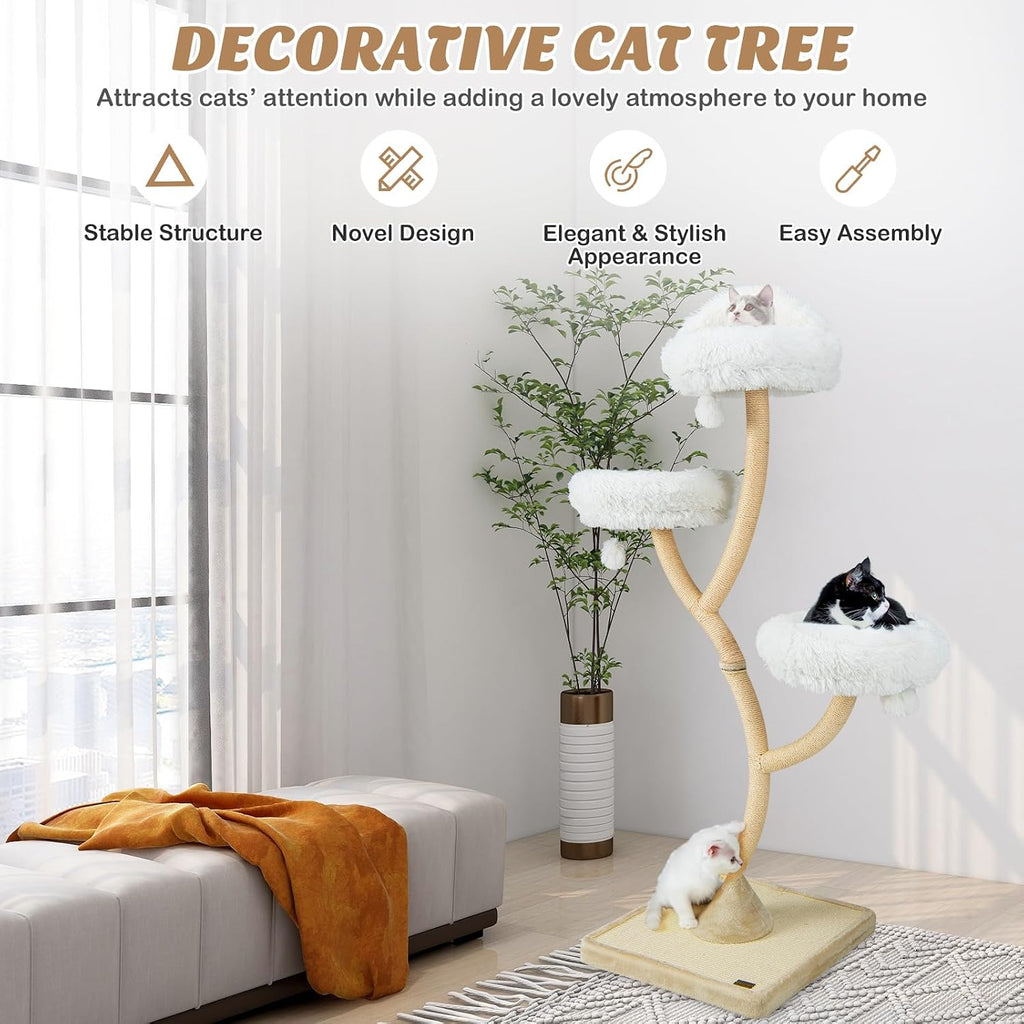 70" Tall Cat Tree, Cat Tower with Scratching Posts and Board, Multi-Level Cat Tower for Large Cats 20 lbs+ with 3