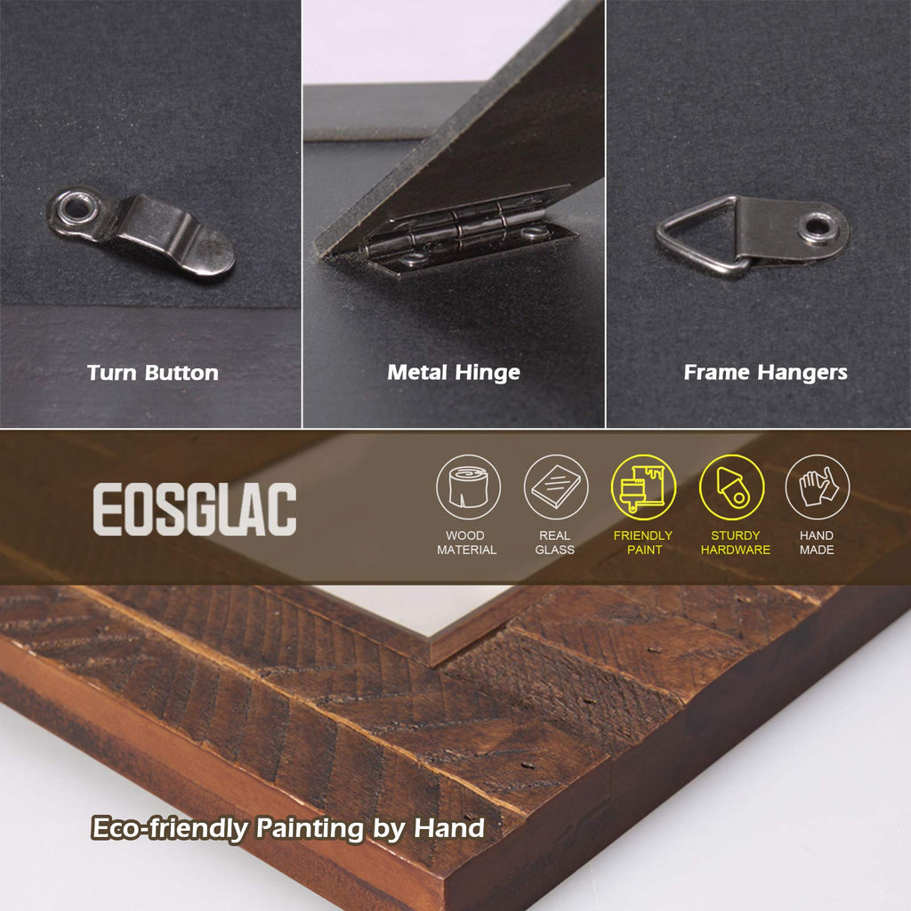 Wooden 5x7 inch Picture Frame, Wood Plank Design with Rustic Brown Finish, Wall Mounting or Tabletop Display