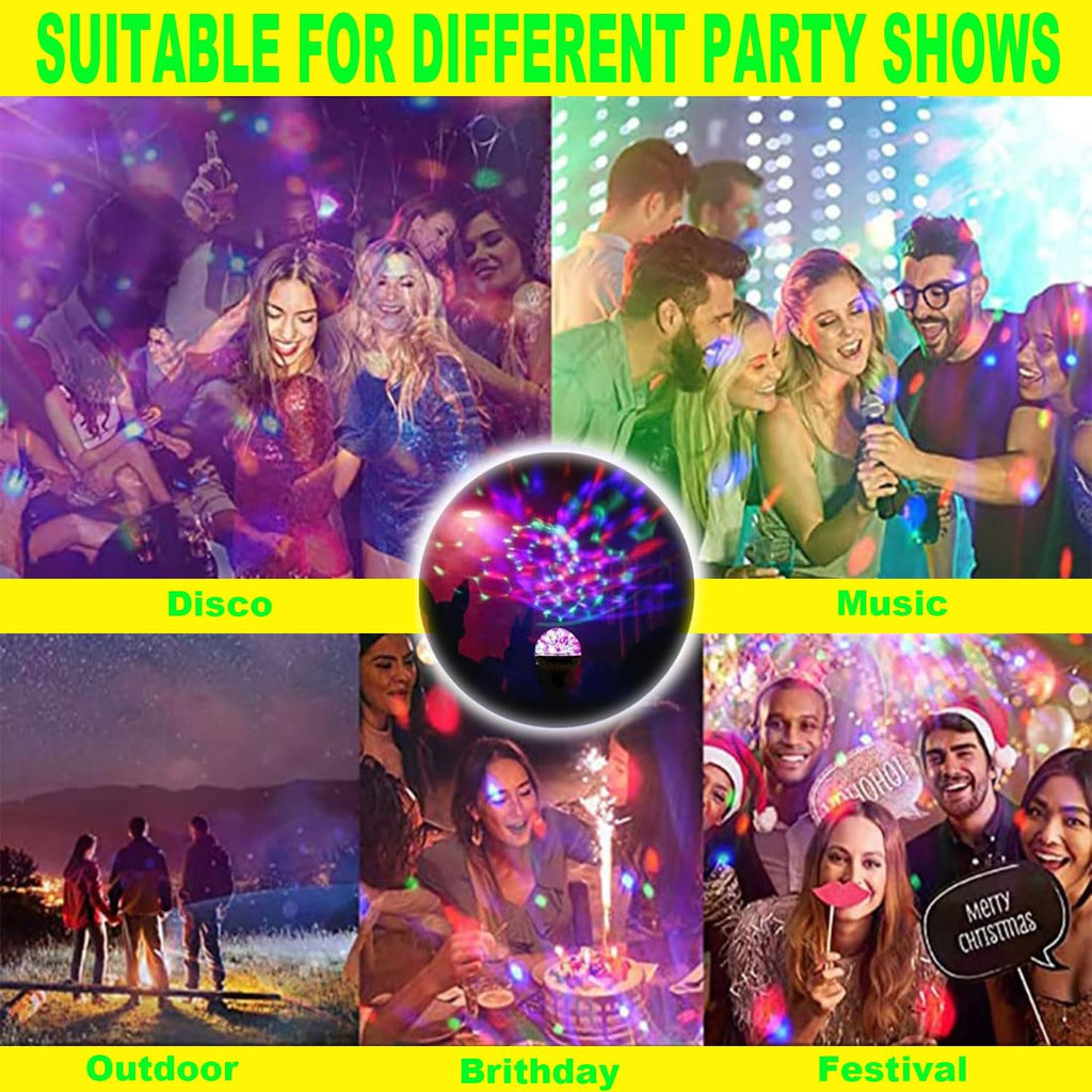 Colorful Magic Rotating Ball Light, AC 85-265V E26/E27 LED Disco Ball Light, RGB Disco Light Bulb, Multi-Colored Dj