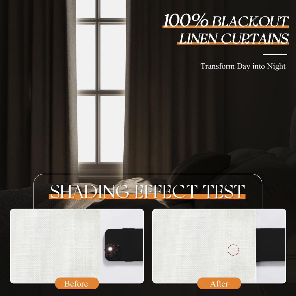Ivory Linen Grommet Blackout Curtains 50 Inches Long