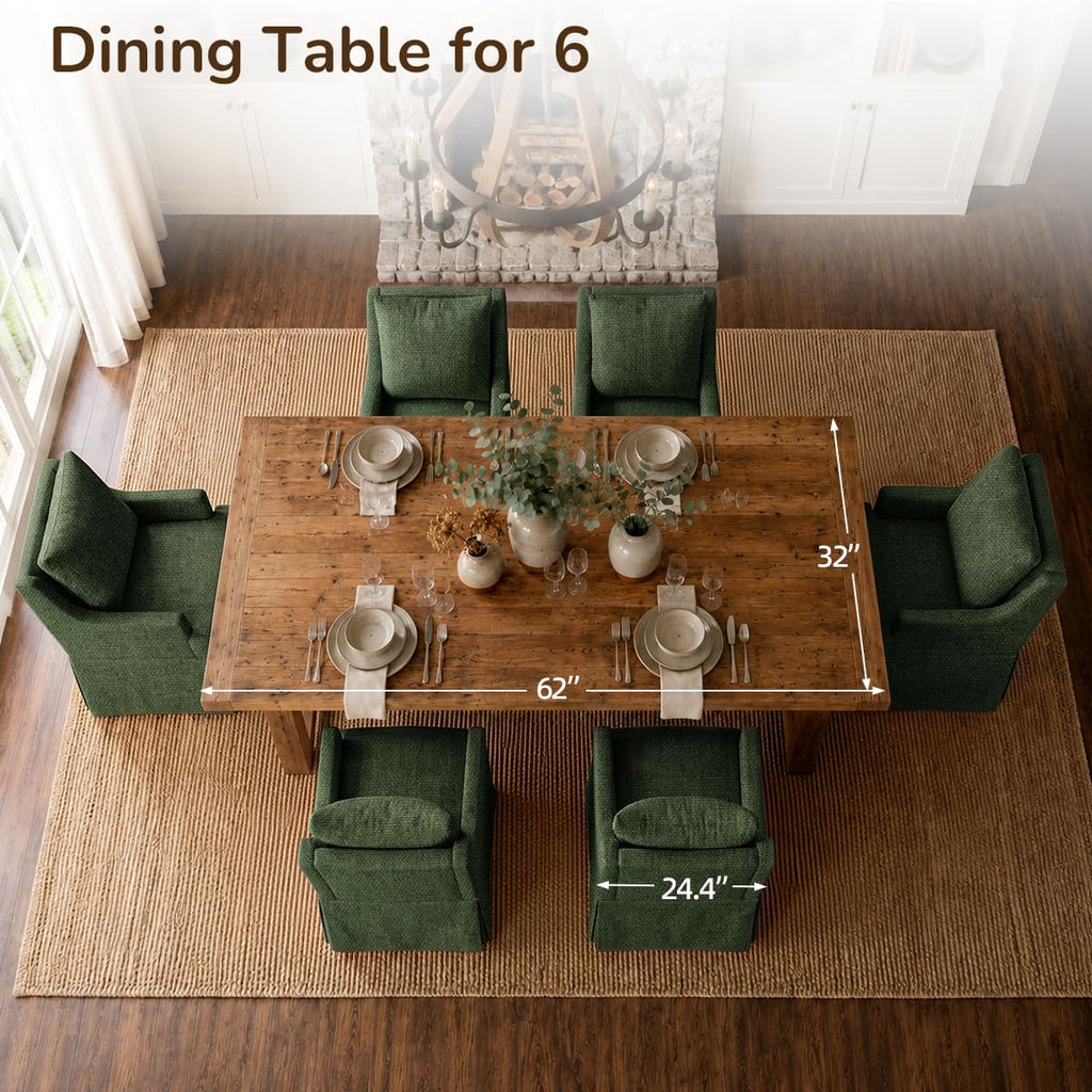 Upholstered Dining Chairs Set of 6, Modern Kitchen Chair Dining Room Chair with 4 Casters, Linen Armchair Reading