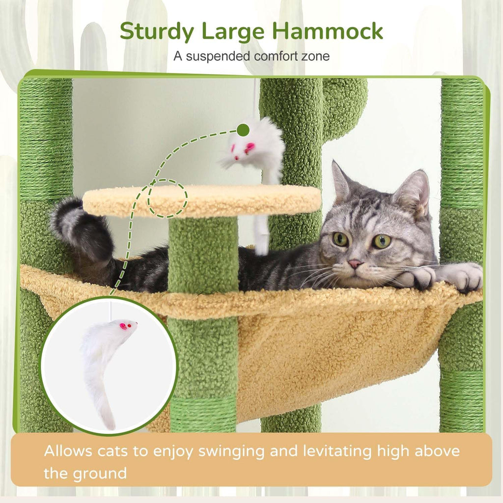 Cactus Cat Tree Tower with Scratching Post for Indoor Cats