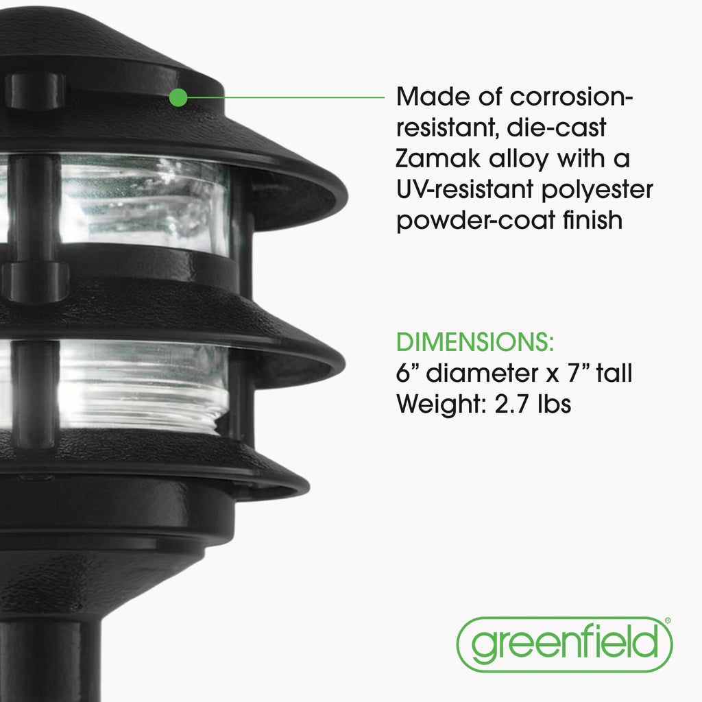 Weatherproof Line-Voltage (120V) 3-Tier LED Outdoor Pathway Light - Permanent Outside Light for Walkway, Driveway &