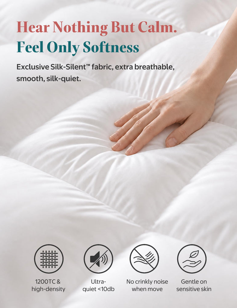 Goose Down Feather Fibers Comforter Super King, All-Season Duvet Insert Ultra-Soft Silk-SilentTM Fabric