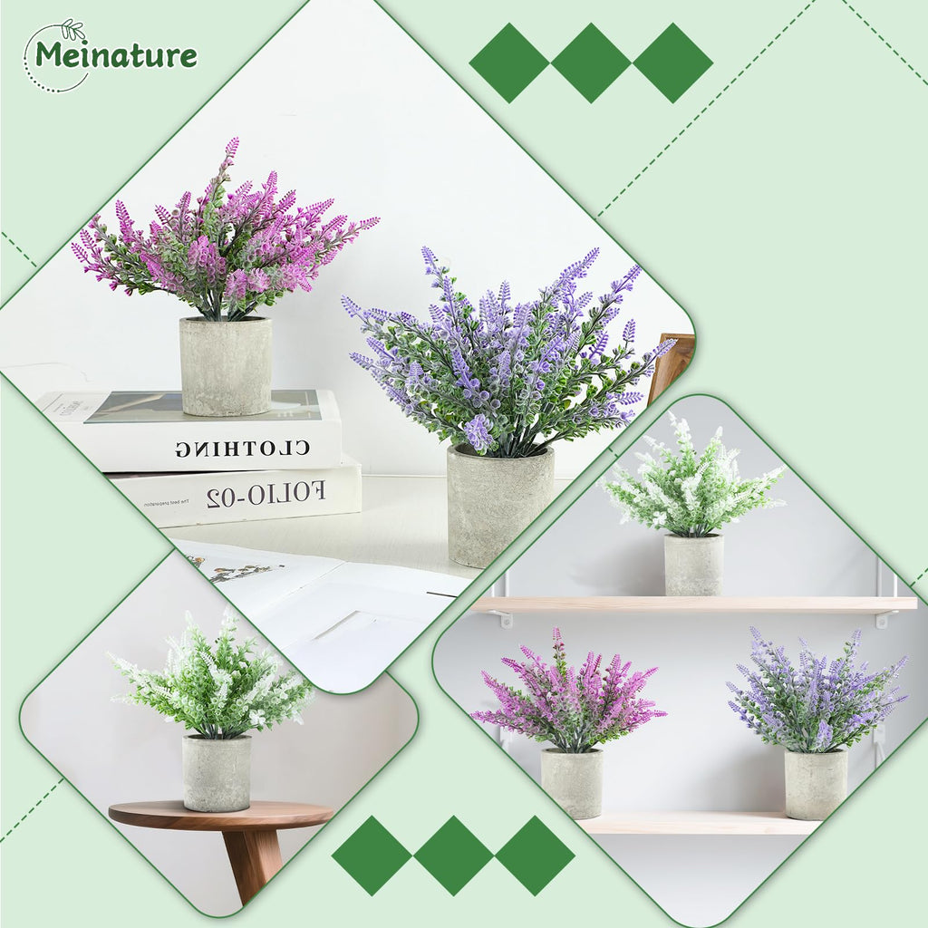 Plant Stand Indoor, 3-Pack Lifelike Artificial Lavender, Artificial Plants Indoor, Nordic Lavender Table