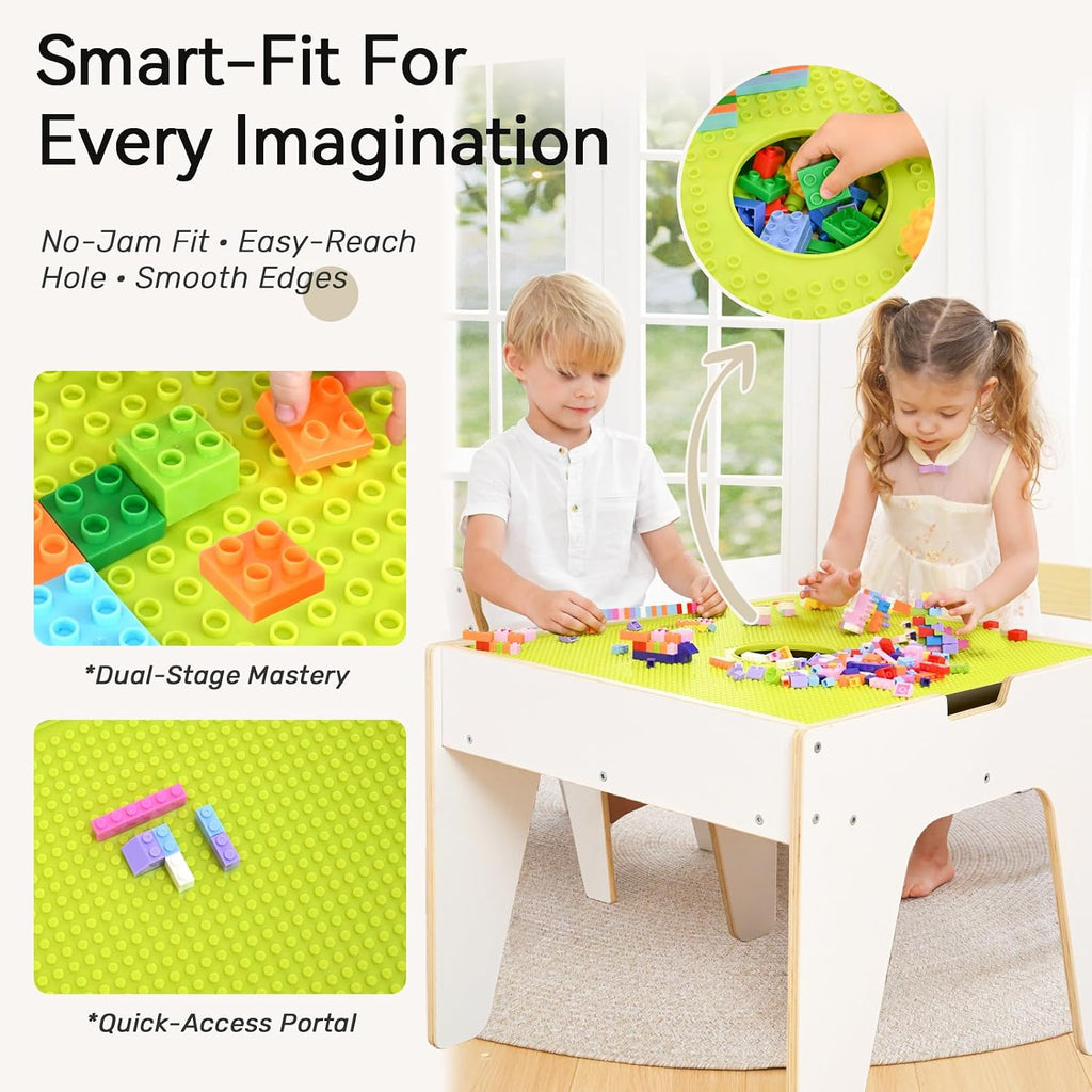 Toddler Table and 2 Chairs, in-1 Kids Activity Table with Storage