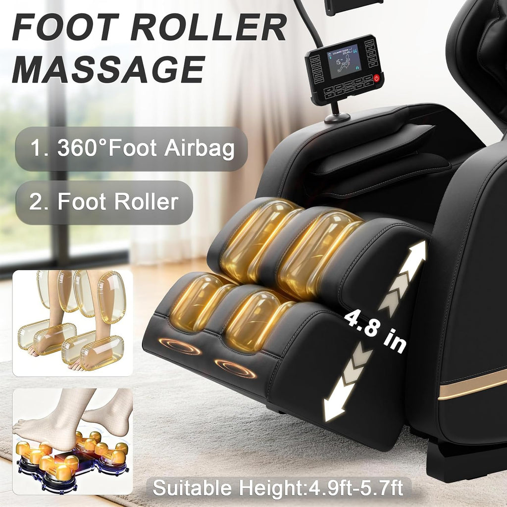 SL Track Massage Chair Full Body, Recliner and Relax Back & Waist | 12 Fixed Rollers, 8 Airbag, 15 Programs, Hip