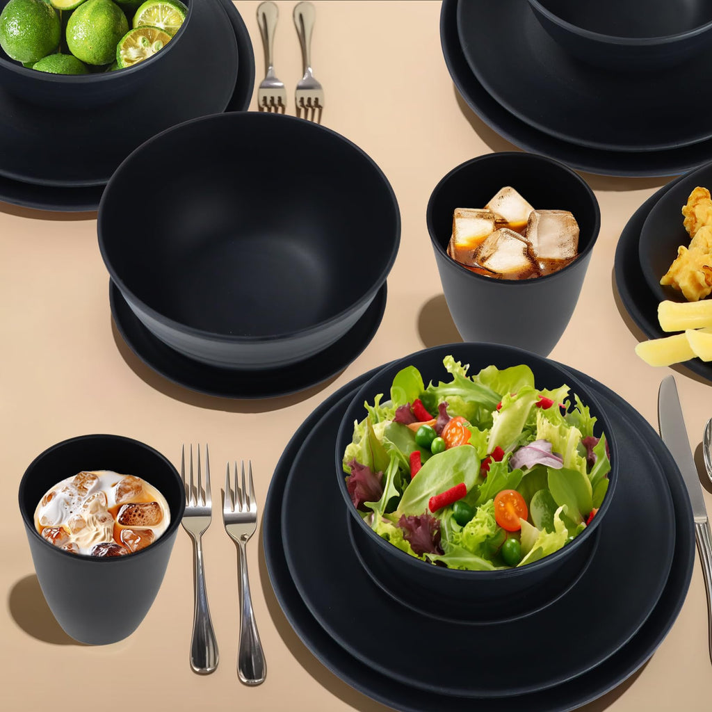 Wheat straw dinnerware sets of 40-10 inches plates, 9 inches plates, 6inches snack plate, 26oz bowls, 12oz cups