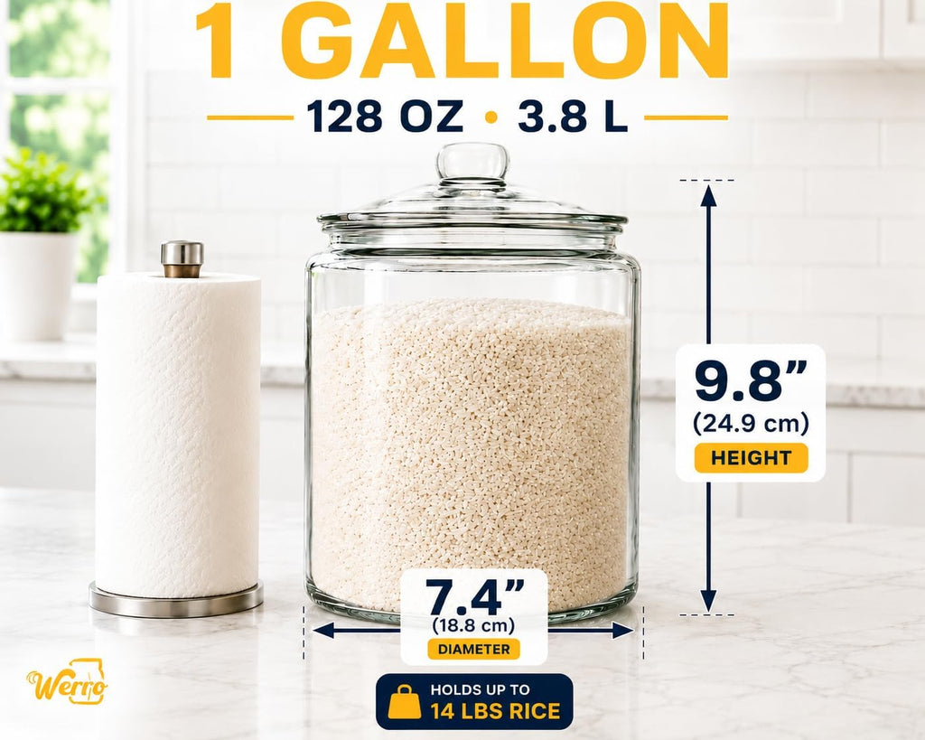 1 Gallon Glass Cookie Jar With Airtight Lid, Large Glass Jar With Lid -Extıra Gasket- Glass Storage Containers