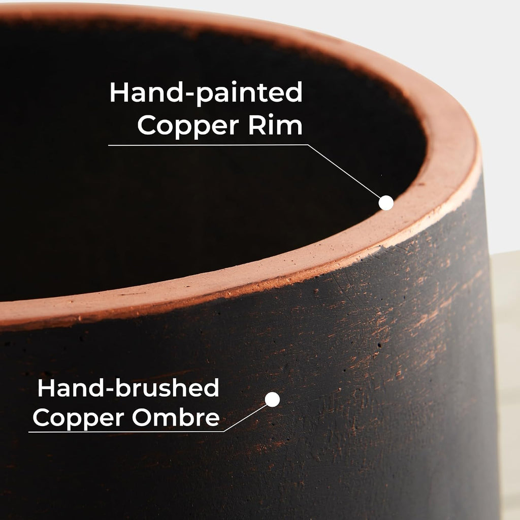 17.7"+13.3"+9.5" Round Weathered Concrete Planters Set of 3 | Handcrafted, Drainage Hole & Plug, Large Indoor Outdoor