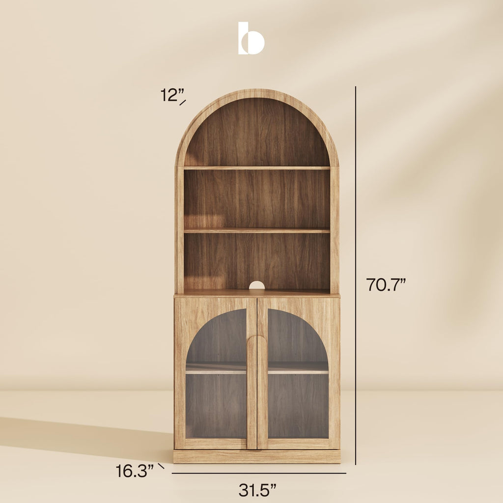 Bijou Bookcase with Glass Door - Camel
