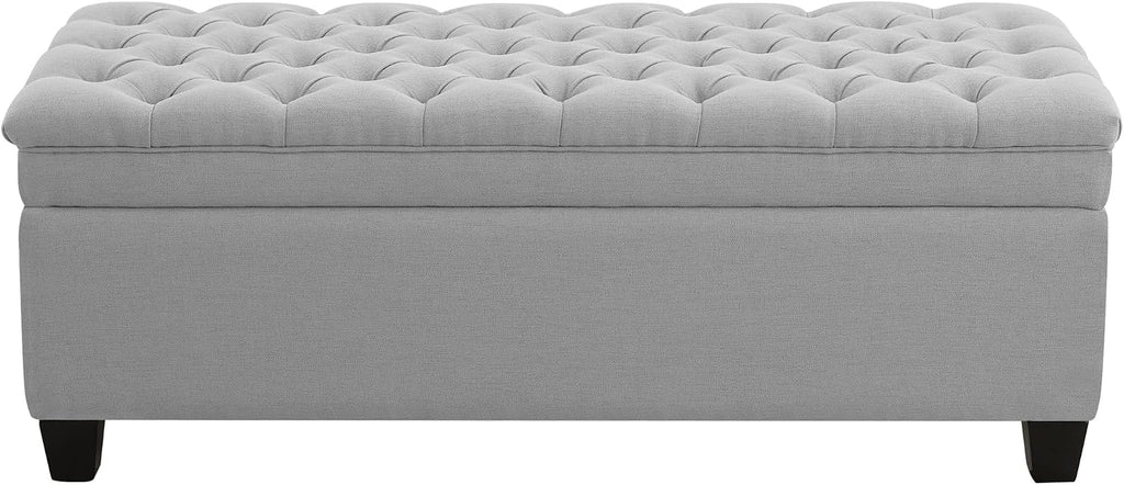 51" Fabric Storage Ottoman Bench, Upholstered Rectangle End of Bed Storage Ottoman Tufted Living Room Bedroom Bench