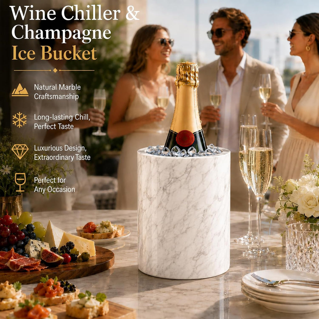 Wine Cooler Bucket Marble Wine Chiller for Bottle & Champagne Bucket