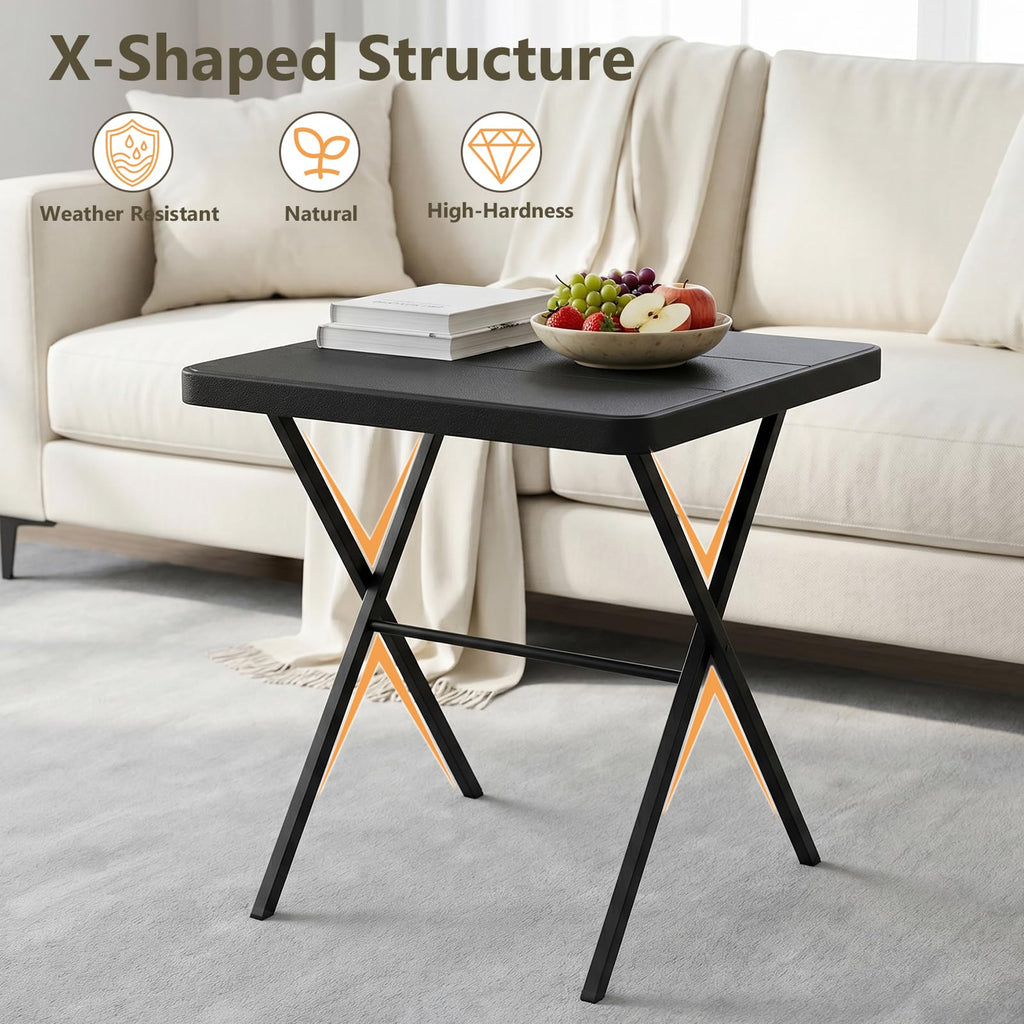 2 Pack Folding Table and 4 Pack Folding Chair, No Assembly Portable Folding Table and Chairs Set, Heavy Duty Event