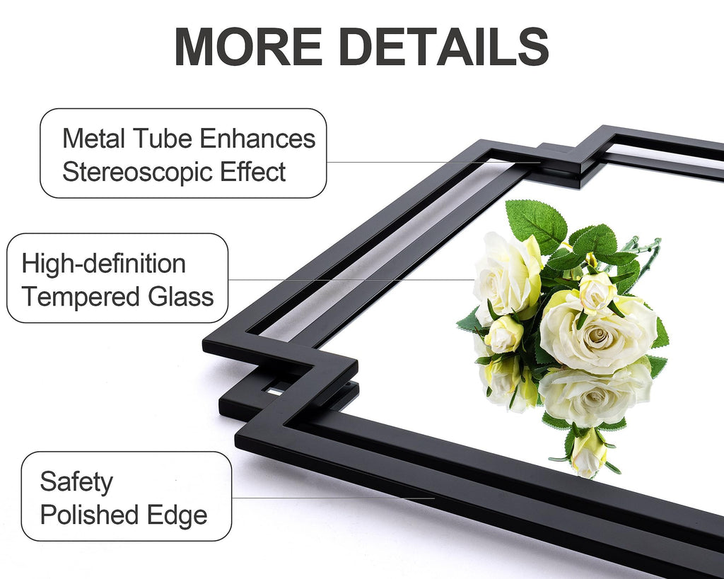 32" x 47" Large Wall Mirror Decor, Black Decorative Mirror with Irregular and Rectangular Metal Frame